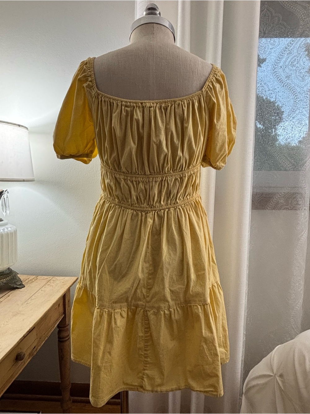 Louna Yellow Cinched Dress, Large - Picture 5 of 8